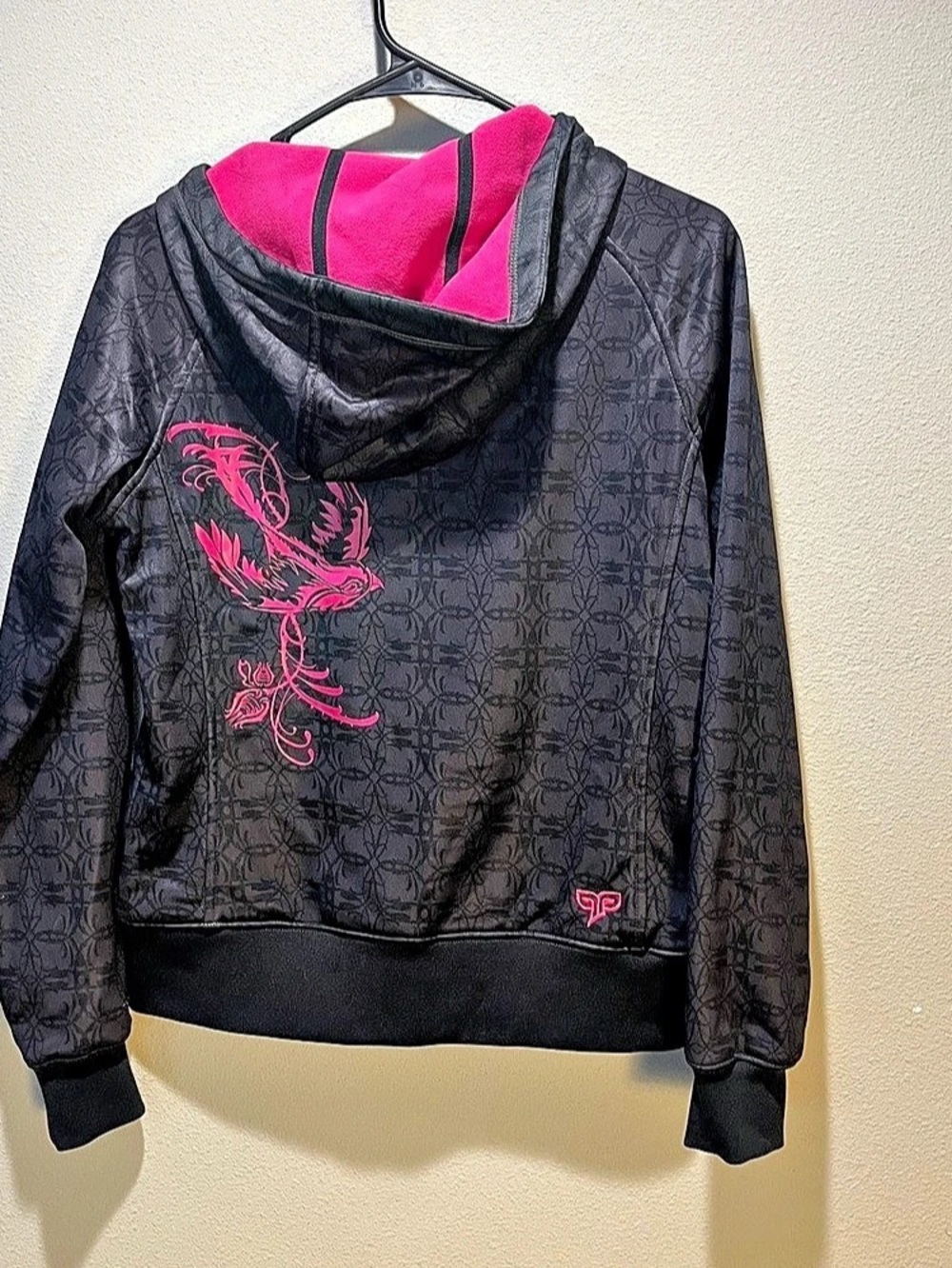 The North Face bird Women's Black & Pink Hooded Jacket Small